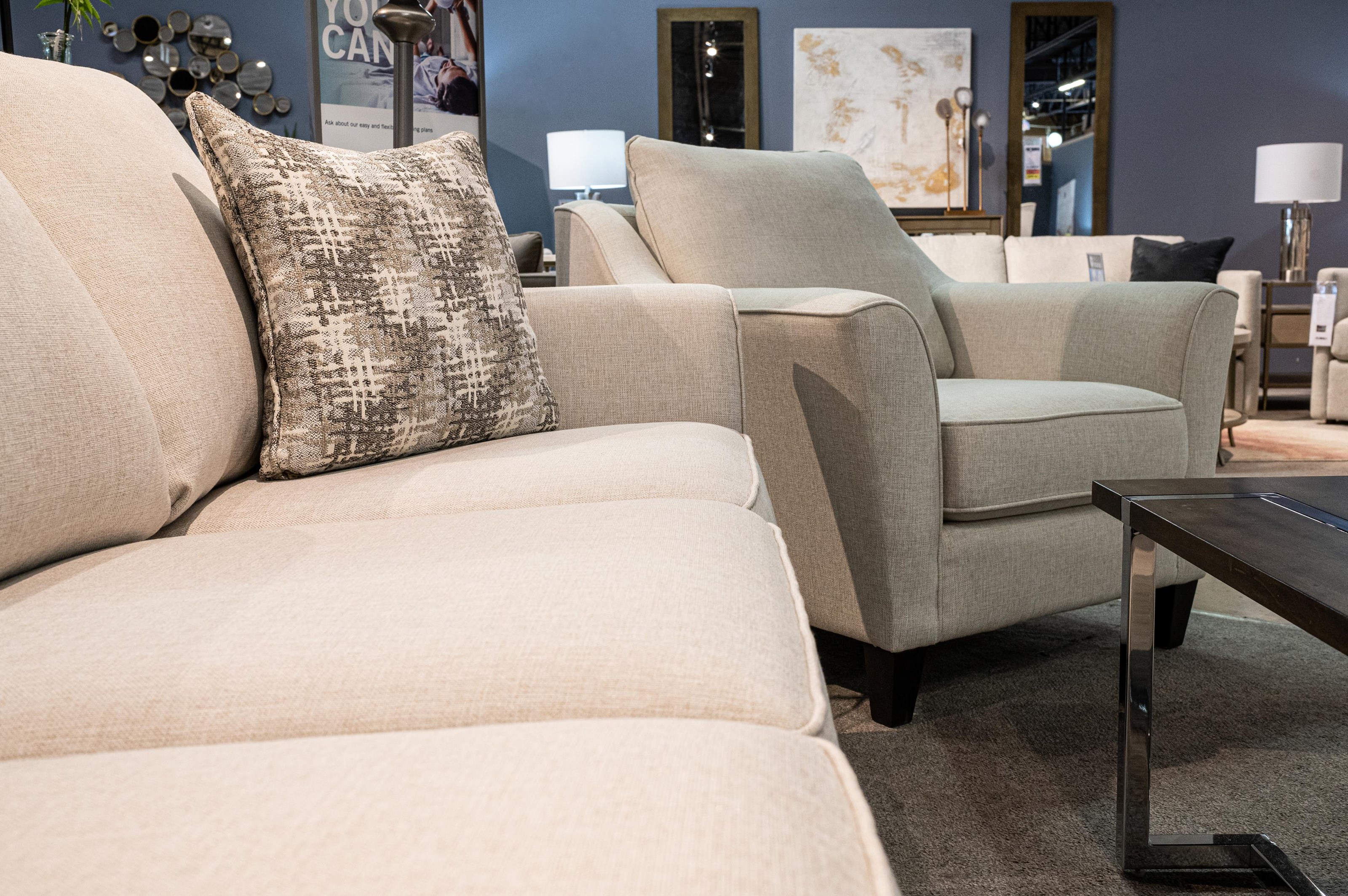 Couch with shop pillow back